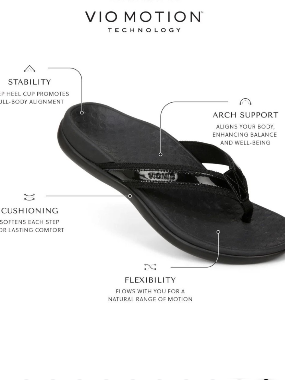 Vionic Tide II Toe-Post Sandal in Black US 9 - Picture 3 of 16